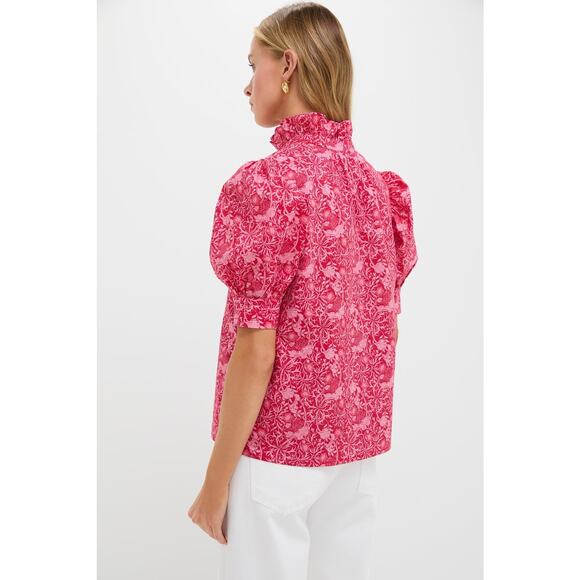 HYACINTH HOUSE Red & Pink Viney Floral Louisa Blouse Size M NWT - Picture 2 of 8